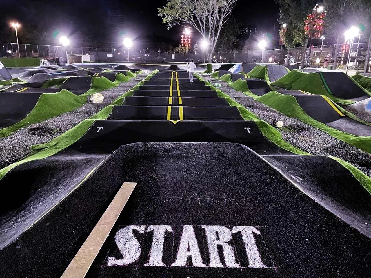 Modular pump track at an RV resort in Canada